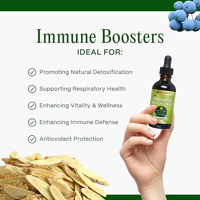 Go Nutrients Immune Boosters for Adults and Kids - Immune Support Supplement with Echinacea Goldenseal & More - 7 in 1 Immunity Supplement - Fast Acting for Onset of Symptoms - 2.0 oz. | 48 Servings