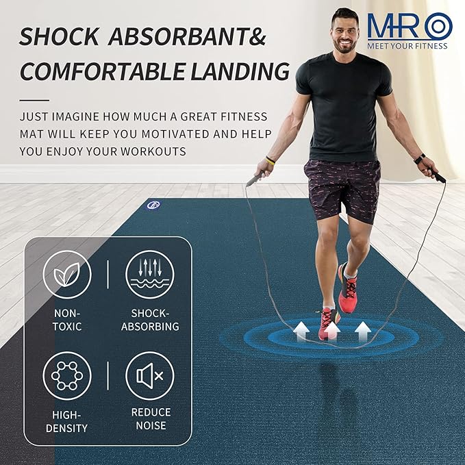 MRO Extra Large Exercise Mat For Home Gym 15'x6'/12'x6'/9'x6'(7mm) Workout