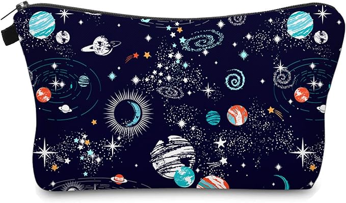Cute Travel Makeup Bag Cosmetic Bag Small Pouch Gift for Women (Space)