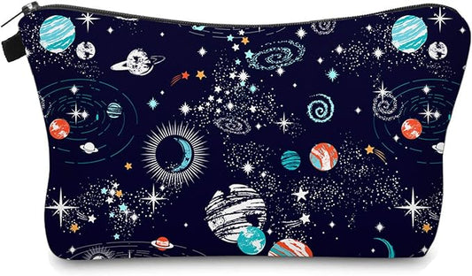 Cute Travel Makeup Bag Cosmetic Bag Small Pouch Gift for Women (Space)