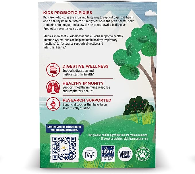 Nordic Naturals Kids Probiotic Pixies, Mixed Berry - 30 Packets - 3 Billion CFU - Digestive Wellness, Immune Support - Non-GMO, Vegan - 30 Servings