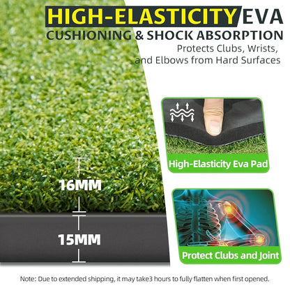 Thickened Dual-Turf Golf Mat: 5x4ft 31mm/21mm Heavy-Duty Golf Hitting Mats Practice Outdoor/Indoor, Elite Dense Artificial Turf Matt Training Aid for Backyard/Garage/Driving Range/Simulators
