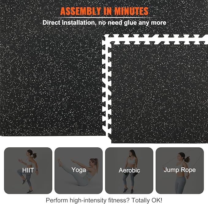 VEVOR 0.56Inch Thick Gym Floor Mats 25/12/6 Tiles