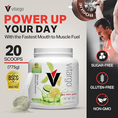 Vitargo Carbohydrate Powder | Feed Muscle Glycogen 2X Faster | 1 LB Lemon & Lime Pre Workout & Post Workout | Carb Supplement for Recovery, Endurance, Gain Muscle Mass