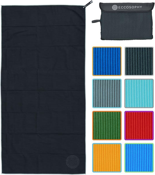 ECCOSOPHY Microfiber Gym Towel for Working Out - (60x30-Black)