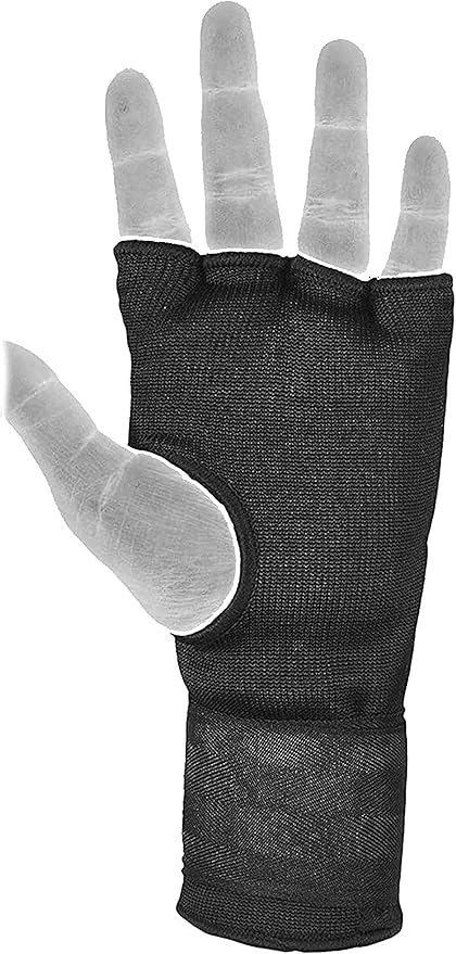 FIGHTSENSE Padded Gel Inner Boxing Gloves for Men and Women with Long Elasticated Hand Wraps for Punching, Boxing, MMA, Muay Thai, Kickboxing and Martial Arts Training (Pair)