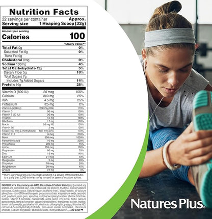 NaturesPlus SPIRU-TEIN Shake - Cappuccino Flavor - 2.25 lbs, Spirulina Protein Powder - Plant Based Meal Replacement, Vitamins & Minerals For Energy - Vegetarian - 32 Servings