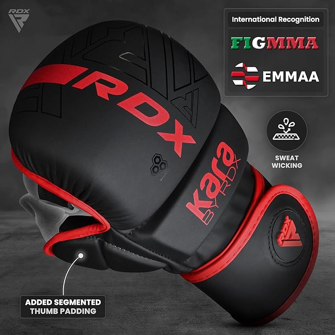 RDX MMA Gloves Sparring Grappling, Hybrid Open Palm Martial Arts Mitts Men Women, Maya Hide Leather Wrist Support, Cage Fighting Combat Sports Boxing Glove Training, Muay Thai, Punching Bag Kickboxing