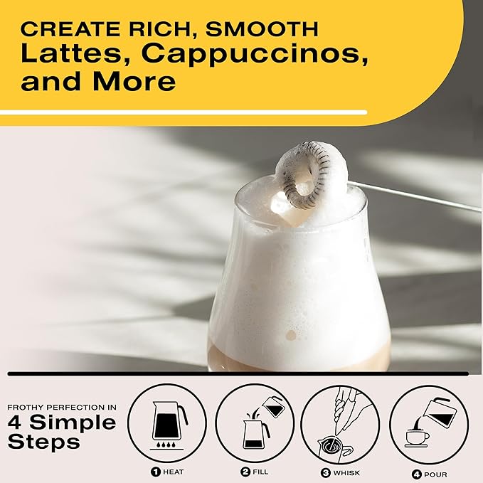 Bean Envy Milk Frother Handheld for Coffee - Electric Hand Blender, Mini Drink Mixer Whisk & Coffee Foamer Wand with Stand for Lattes, Cappuccino, Matcha and Hot Chocolate - Kitchen Gifts - Rose Pink
