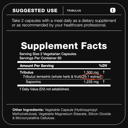 32,500mg 25:1 Concentrated Extract High Strength Tribulus Terrestris for Men - 95% Saponins - 1300mg Concentrated Extract Formula - 120 Caps