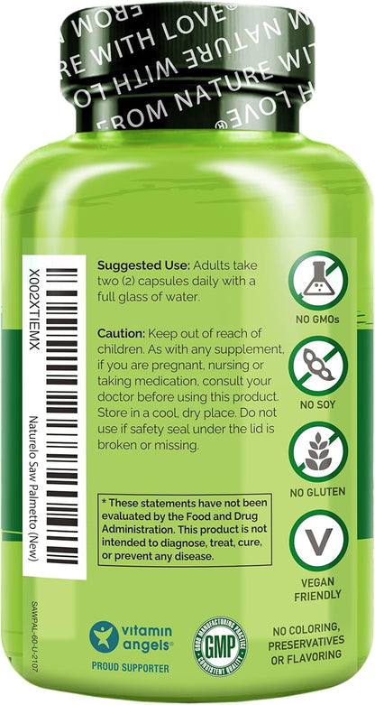 NATURELO Prostate & Urinary Health, Comprehensive Formula with Saw Palmetto, Pygeum, Tumeric, Plant Sterols, Broccoli and Lycopene, 120 Vegetarian Capsules