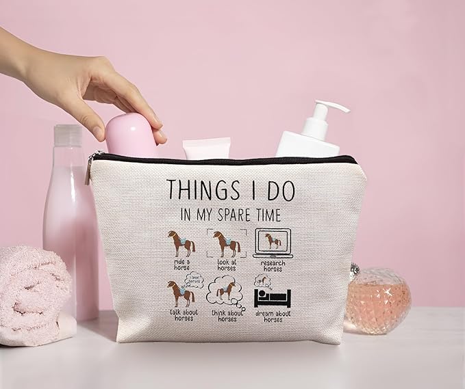 Horse Makeup Bag,Horse Stuff,Horse Gifts For Women,Cowgirl Gifts,Gifts For Horse Lovers,Animal Lovers Gifts For Women,Things I Do In My Spare Time Makeup Bag