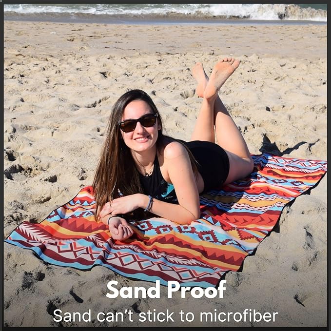 ECCOSOPHY Microfiber Beach Towel - Sand Free Towels 71x35 in