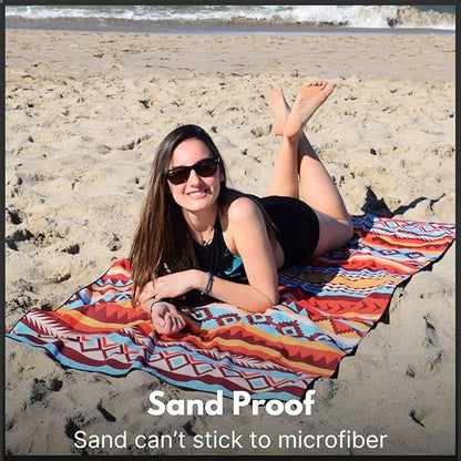 ECCOSOPHY Microfiber Beach Towel - Sand Free Towels 71x35 in