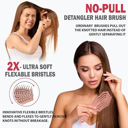 Fiora Naturals Hair Detangling Brush -100% Bio-Friendly Hair Detangler Brush w/Ultra-soft Bristles- Glide Through Tangles with Ease - For Curly, Fine, Women, Men, Kids, Toddlers, Wet and Dry Hair