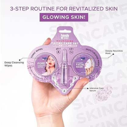 Handy Towel 3-Step Nourishing Facial Care Set, Rejuvenation Essentials Face Kit, Aloe Vera with Hyaluronic Acid, Nourishing Glow Capsule Skin Care Solution, 3 in 1 Purify+Nourish+Revive Beauty Set