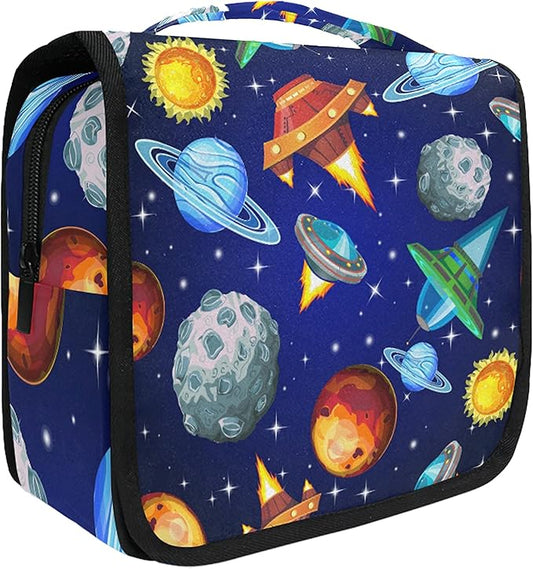 senya Hanging Travel Toiletry Bag Kit Boys Makeup Case Cosmetics Organizer for Men Women (Universe Galaxy Planet Nebula)