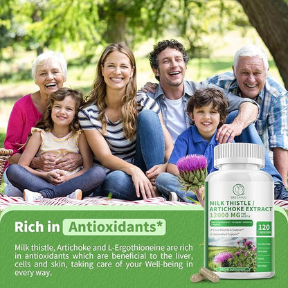 Liver Cleanse Detox & Repair Formula, 16-in-1 Herbal Liver Support Supplement with L-Ergothioneine, Milk Thistle, Artichoke, Turnjujube Dandelion Extract for Liver & Antioxidant 120 Capsules