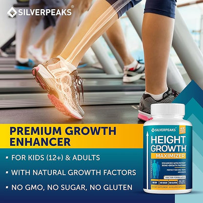 Growth Capsules to Grow Taller - Height Growth Maximizer with Calcium for Bone Strength - Made in USA - Natural Get Taller Supplement to Increase Bone Growth - Free of Growth Hormone