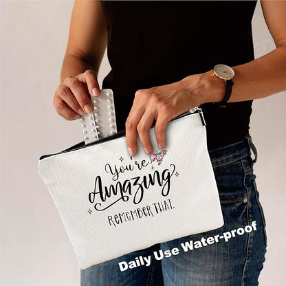 Butterfly Makeup Bag - You're Amazing, Remember That - Positive Quotes Cosmetic Bag, Toiletry Bag Gift For Girls, Teen, Sister, Besties, Personal Care & Accessories - A01