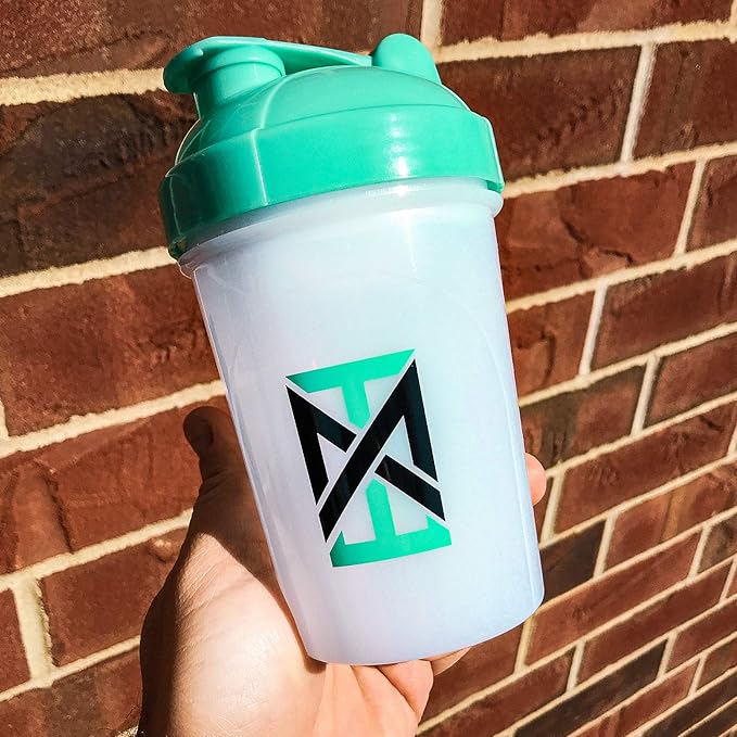 MIXT Energy Shaker Bottle, 16 oz. Shaker Bottle, BPA Free & Lid Mixing Technology (16 oz, Teal)