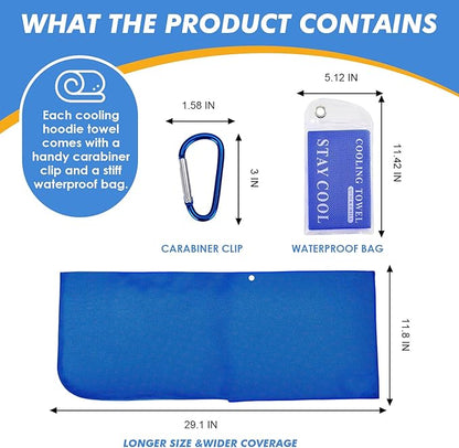 4 Pack Cooling Hoodie Towels for Neck and Face 50 Sun