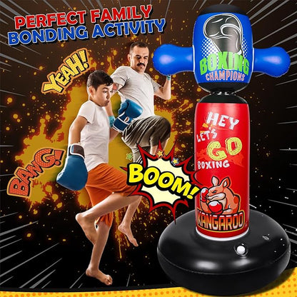 Punching Bag for Kids, Hyperzoo 360°Rotating Inflatable Kids Heavy Punching Bags, Freestanding Heavy Boxing Bag Toy Christmas Birthday Gift for Boys Girls 3-12 Karate, Taekwondo