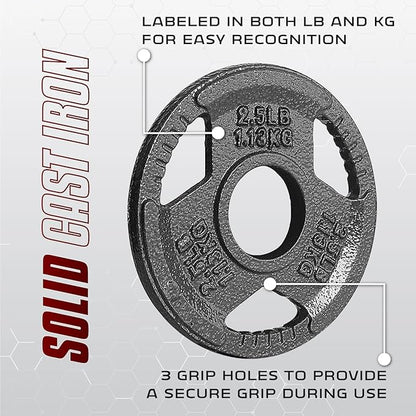 Yes4All Olympic Rubber Grip Plates for Barbell 2-Inch Weight