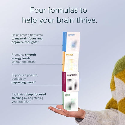 The Starter Kit - Nootropic Brain Support Supplements with Clarity, Logic, Confidence & Energy - One-Month Supply to Promote Mental Focus, Natural Energy & Memory (24 Nootropic Pouches)
