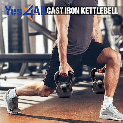 Yes4All Kettlebell Cast Iron Sets 5 - 10 15 - 20 - 25 - 30 lbs,