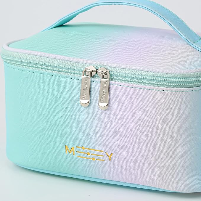 KITENROM Makeup Bag Preppy Cosmetic Bag Small for Women Toiletry Bags Pouch Organizer Rainbow Gradient Green