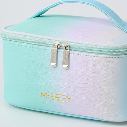 KITENROM Makeup Bag Preppy Cosmetic Bag Small for Women Toiletry Bags Pouch Organizer Rainbow Gradient Green