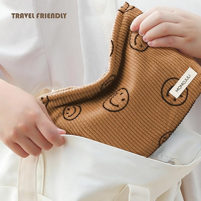 Corduroy Makeup Bag Cosmestic Bag 2pcs Large Capacity Ladies Women Aesthetic Make Up Organizer Accessories Zipper Pouch Purse 2PCS