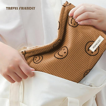 Corduroy Makeup Bag Cosmestic Bag 2pcs Large Capacity Ladies Women Aesthetic Make Up Organizer Accessories Zipper Pouch Purse 2PCS