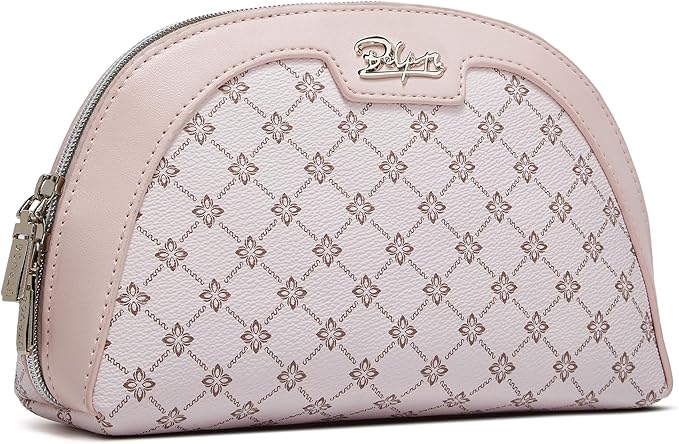 Small Makeup Bag for Purse Cosmetic Bag: Checkered Make up Bag for Women - Cute Preppy Skincare Bags for Evening - Waterproof Travel Pouch for Toiletry Organizer with Mirror & Zipper(012-Pink)