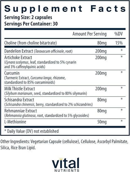 Vital Nutrients Liver Support Milk Thistle and Curcumin | Vegan Supplement | Herbal Combination to Support Healthy Liver Function* | Gluten, Dairy and Soy Free | 60 Capsules