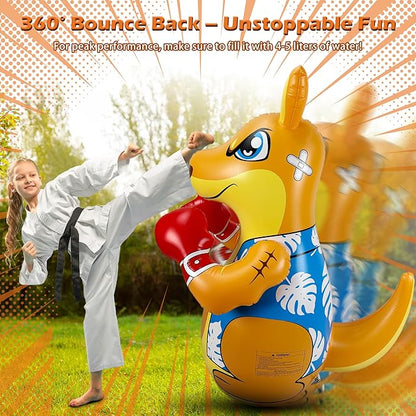 Kids Punching Bag 3-8 with Air Pump, Toddler Punching Bags for Kids, Inflatable Dinosaur Toy with Bounce- Back Action, Safe Gifts for Boys & Girls Age 3-5 Add Tossing Game