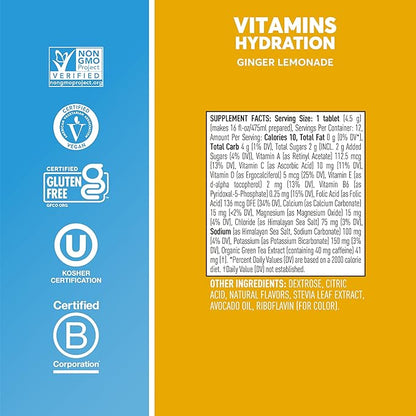 Nuun Vitamins: Vitamins + Electrolyte Drink Tablets, Ginger Lemonade, Box of 8 Tubes (96 Servings), Enhanced Everyday Wellness & Energy