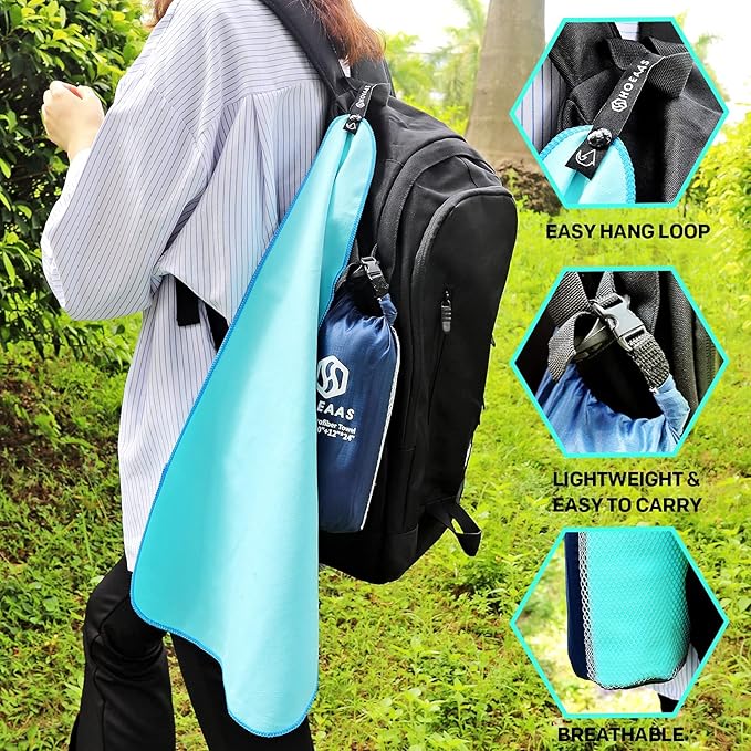 HOEAAS 2 Pack Microfiber Camping Towels