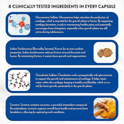 Doc Certfied | Height Growth Supplement | Natural Maximizer to Grow Taller & Initiate Bone Growth for Teens, Kids & Adults | Clinically Tested Ingredients That Work | 8 Powerful Ingredients - 60 Caps