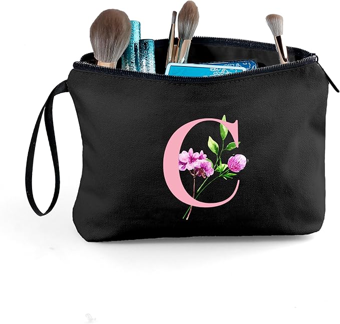 SEAMOON Happy Birthday Friendship Womens Bridesmaid Coolest Gifts for Sister Teacher Coworkers Personalized Travel Makeup Cosmetic Bag with Mirror Valentines Mothers Day Christmas Graduation C