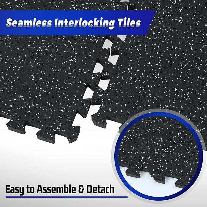 SUPERJARE 0.56 Inch Thick Exercise Equipment Mats 24 Tiles 24 in 24 in