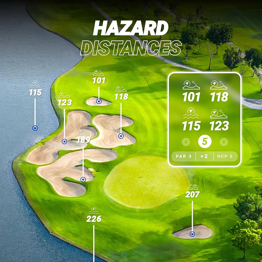 Blue Tees Golf Player+ GPS Speaker with Touch Screen Display, 10+ Hours Battery, 40,000+ Courses, Visual + Audible Distance, Hazard Distance - IPX7 Waterproof 