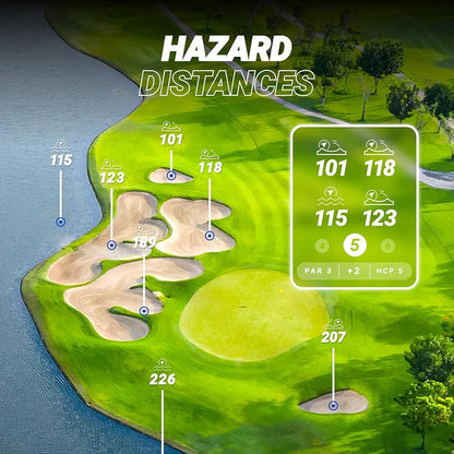 Blue Tees Golf Player+ GPS Speaker with Touch Screen Display, 10+ Hours Battery, 40,000+ Courses, Visual + Audible Distance, Hazard Distance - IPX7 Waterproof 