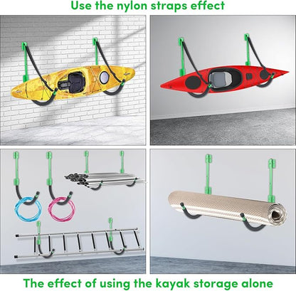 Kayak Storage,Kayak Wall Mount,Heavy Duty Steel Kayak Storage Rack Holds Up to 100 LBS with EVA Protector for Hanging Bicycle Surfboard Snowboard(6 Color,2 Style)