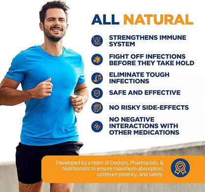 LifeSourceVitamins All Natural Anti-B for Immune Support, 14 All Natural Ingredient with Echinacea & Garlic Extract, 180 Immune Defense Capsules