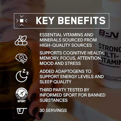 BARE PERFORMANCE NUTRITION, BPN Strong Multi-Vitamin, Foundational Health, Improved Mood and Sleep, Adaptogens, Improved Cognitive Health