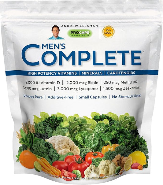 ANDREW LESSMAN Multivitamin - Men's Complete 30 Packets – High Potencies of 30+ Nutrients, Essential Vitamins, Minerals & Carotenoids. Small Easy-to-Swallow. No Binders, No Fillers, No Additives