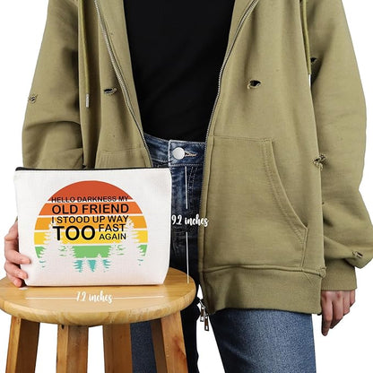 VAMSII POTS Awareness Gift Hello Darkness, My Old Friend Makeup Bag POTS Syndrome Fighter Warrior Cosmetic Bag Dysautonomia Awareness Gift (Hello Darkness My Old Friend M)