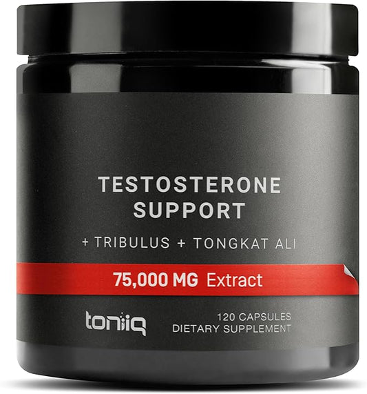 Elite T Formula: 75,000mg Power Capsules - Enhanced with Tribulus (95% Saponins), 200:1 Tongkat Ali, 30:1 Fadogia, 25% Withanolides Ashwagandha - Zinc, Boron, Copper - 120 Caps, 60 Servings